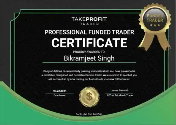 TakeProfit Trader Payout Certificate