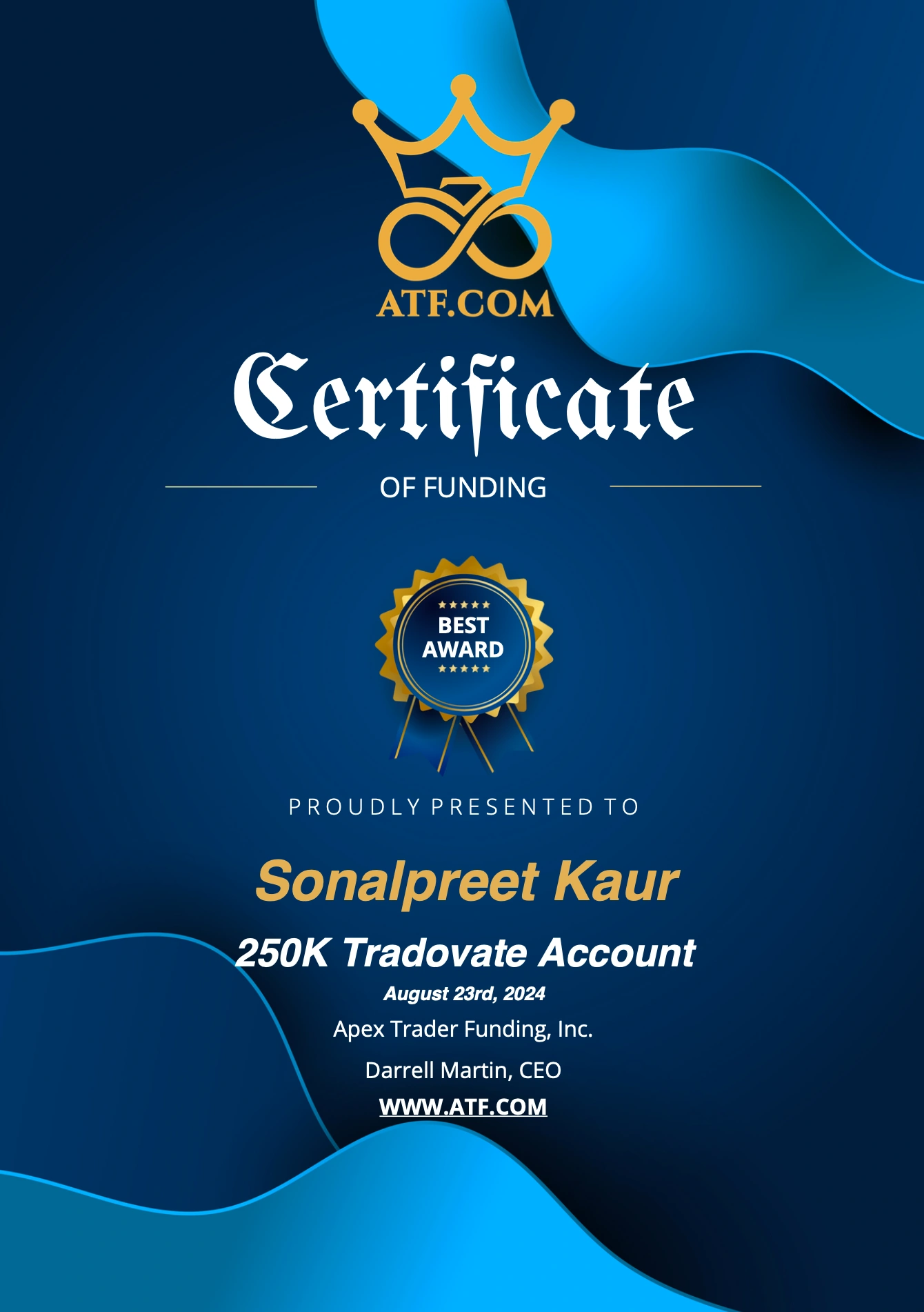 ATF Trader Funding Milestone