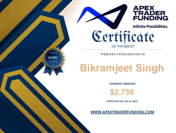 Apex Trader Funding Payout Certificate